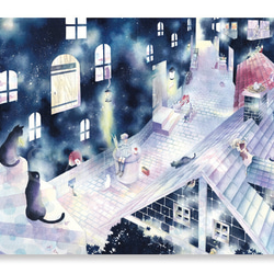 【お好み水彩ポスカ】5枚セット〈No.34〉星の路地裏 1枚目の画像