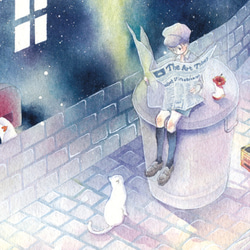 【お好み水彩ポスカ】5枚セット〈No.34〉星の路地裏 2枚目の画像