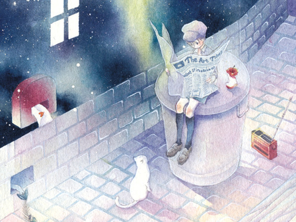 【お好み水彩ポスカ】5枚セット〈No.34〉星の路地裏 2枚目の画像