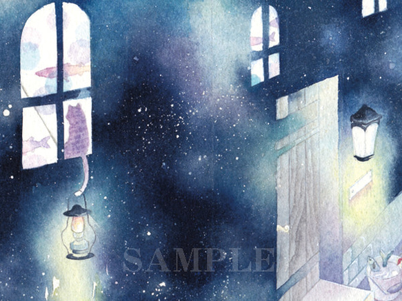 【お好み水彩ポスカ】5枚セット〈No.34〉星の路地裏 3枚目の画像