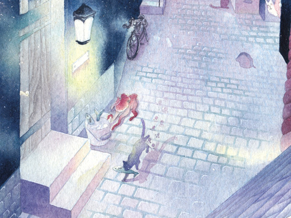 【お好み水彩ポスカ】5枚セット〈No.34〉星の路地裏 4枚目の画像