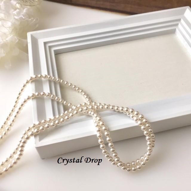 通常金具☆80ｃｍ　４ｍｍ　ロングパールネックレス　クリスタルパール　ゴールド　シルバー　マンテル