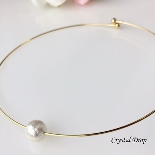 ワイヤーネックレス コットンパール ネックレス・ペンダント Crystal 