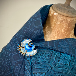 Jul’s尋愛綺夢-vintage*藍鳳凰*挪威古董精品漸層藍色琺瑯純銀華麗鳳凰大型胸針 別針 第6張的照片