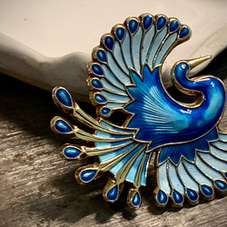 Jul’s尋愛綺夢-vintage*藍鳳凰*挪威古董精品漸層藍色琺瑯純銀華麗鳳凰大型胸針 別針 第10張的照片
