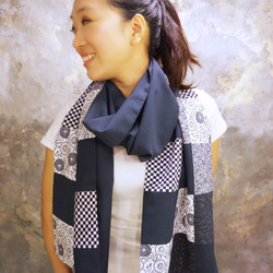 [SOLD]スカフォードNo.61 *エチュード*春夏にぴったりの日本製プリントスカーフショール 2枚目の画像