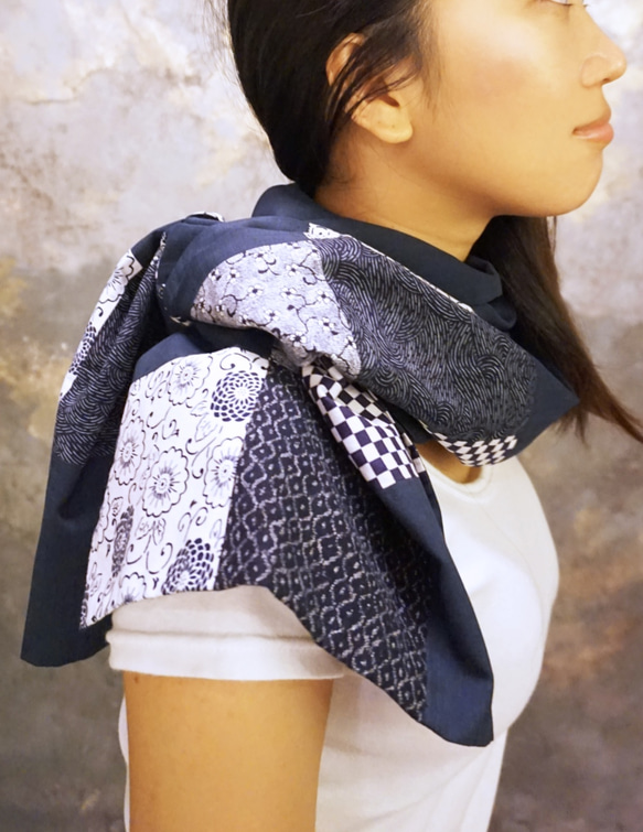 [SOLD]スカフォードNo.61 *エチュード*春夏にぴったりの日本製プリントスカーフショール 4枚目の画像