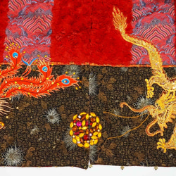 [オフセット] No.82 *女性天皇。皇后*デザイナー手作りの赤と黒の色中国風の龍と鳳凰金王室の刺繍スカーフショール 2枚目の画像