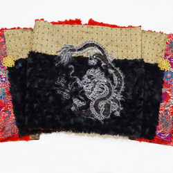 [オフセット] No.82 *女性天皇。皇后*デザイナー手作りの赤と黒の色中国風の龍と鳳凰金王室の刺繍スカーフショール 4枚目の画像