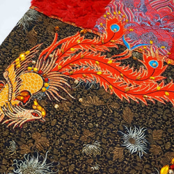 [オフセット] No.82 *女性天皇。皇后*デザイナー手作りの赤と黒の色中国風の龍と鳳凰金王室の刺繍スカーフショール 7枚目の画像