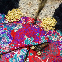 [オフセット] No.82 *女性天皇。皇后*デザイナー手作りの赤と黒の色中国風の龍と鳳凰金王室の刺繍スカーフショール 8枚目の画像
