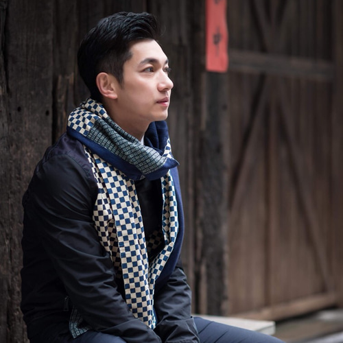 スカーフNo.129 *チェス。 Checkers* デザイナー手作りの秋冬