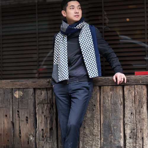 A-G様用　TENDERLOIN チェッカー マフラー スカーフ ネイビー A-G様用 TENDERLOIN チェッカー マフラー スカーフ ネイビー