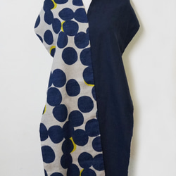 スカートNO.202 *優しい風*デザイナー手作り日本綿青大ドットフランススタイル楽しい黄色青色ロングスカーフ 6枚目の画像