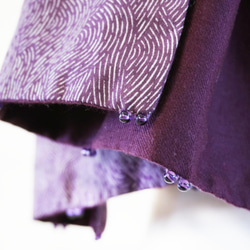 スカーフNo.215 *京都散策*設計師手作日本京都秋香色絲質紫色撞色花朵四季水晶圍巾 披肩 第9張的照片