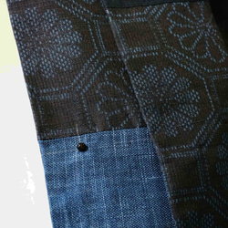 スカーフNo.242 *當代古典*日本傳統藍黑典雅氣質幾何花朵織紋四季絲質與棉質拼接圍巾 披肩 第3張的照片