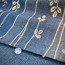 スカーフNo.255*雪之雫*日本古董藍色漸層白色植物花朵織花羊毛條紋古典優雅氣質乳白水鑽圍巾披肩 第10張的照片