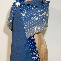 スカーフNo.255*雪之雫*日本古董藍色漸層白色植物花朵織花羊毛條紋古典優雅氣質乳白水鑽圍巾披肩 第3張的照片