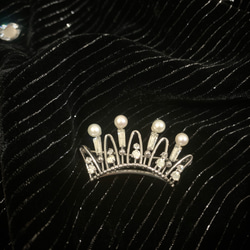 Jul’s尋愛綺夢-vintage*公主的皇冠*稀有優雅細緻天然珍珠萊茵石水鑽銀色氣質皇冠別針 胸針 第4張的照片