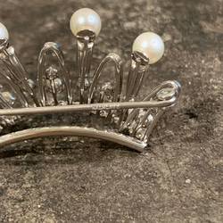 Jul’s尋愛綺夢-vintage*公主的皇冠*稀有優雅細緻天然珍珠萊茵石水鑽銀色氣質皇冠別針 胸針 第9張的照片