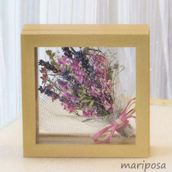 季節限定・ラベンダーピンクの夏色花束スワッグブーケ ～ ラクスパーとラベンダー・透明感とお花を楽しむフラワーインテリア 2枚目の画像