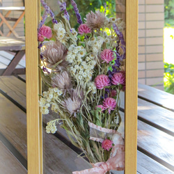 アンティークピンクのナチュラルドライフラワー・くすみ系花束ブーケ・フラワーフレームインテリア ～ 無料ラッピングあり 2枚目の画像