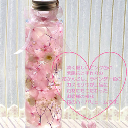 ひめ桜のハーバリウム　～2024‘新花手作り花かんざしのプレミアム桜色ハーバリウム～（プレゼント用　ラッピングあり） 2枚目の画像