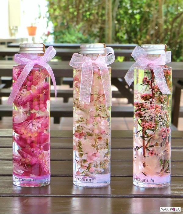 大人ピンクのハーバリウム ・・（選べるプレゼント用ラッピング） ハー
