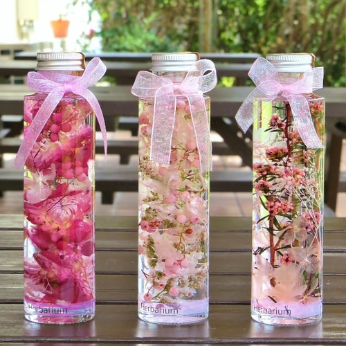 大人ピンクのハーバリウム ・・（選べるプレゼント用ラッピング） ハー