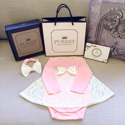 PUREST baby collection 【小公主的華麗裝扮】禮盒組｜長袖禮服+髮帶｜寶寶彌月禮盒．滿月禮 第1張的照片