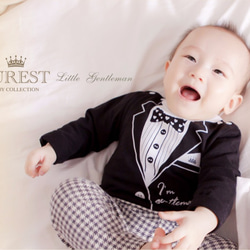 PUREST baby collection 小紳士西裝．寶寶．嬰兒．長袖．包屁衣．連身衣【黑色款】獨家款式設計 第1張的照片