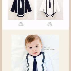 PUREST baby collection 小紳士領帶．寶寶．嬰兒．長袖．包屁衣．連身衣【黑色款】獨家款式設計 第3張的照片