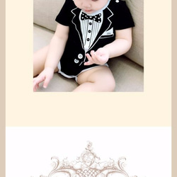 PUREST baby collection 小紳士西裝．寶寶．嬰兒．短袖．包屁衣．連身衣【黑色款】獨家款式設計 第4張的照片
