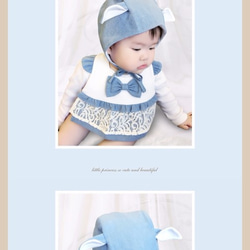 PUREST baby collection【兔子愛麗絲牛仔小公主】禮盒組｜造型圍兜+帽子｜寶寶彌月禮盒．生日禮首選 第3張的照片