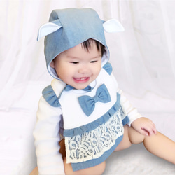 PUREST baby collection【兔子愛麗絲牛仔小公主】禮盒組｜造型圍兜+帽子｜寶寶彌月禮盒．生日禮首選 第4張的照片