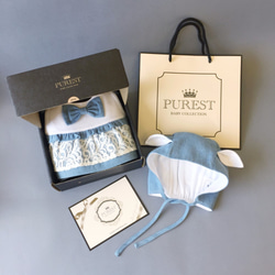 最も純粋なベビーコレクション[ウサギ]プリンセスアリス・カウボーイズギフトセット|モデリングビブ+帽子|出産の赤ん坊のギフト。選 7枚目の画像