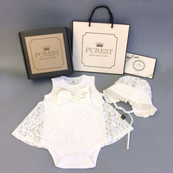 PUREST baby collection ロイヤルレースプリンセスのゴージャスドレス｜ちょう結びドレス＋レースハット｜Bab 1枚目の画像