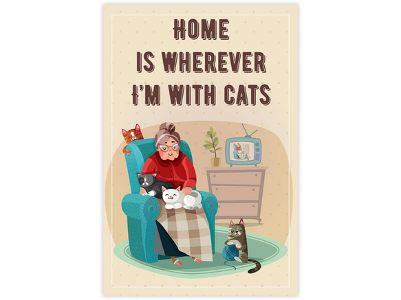 Poster • tw丨Home is wherever I'm with Cats 2/插畫/掛畫/海報/尺寸可客製 第3張的照片