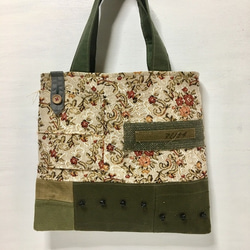 tote bag/ヴィンテージ 花柄　ミリタリートートバッグ ■tf-293 1枚目の画像