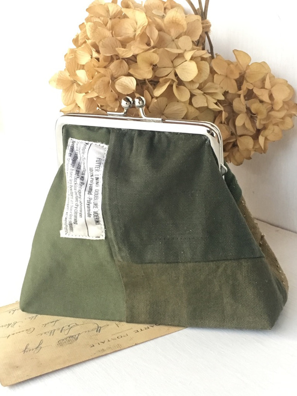 -sale‼️-  pouch /ヴィンテージ ミリタリー がま口ポーチ    ■tf-324  -DM便送料無料- 1枚目の画像