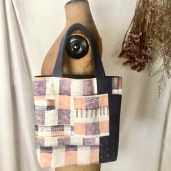 totebag /ヴィンテージ パステルカラーチェックのトートバッグ    ■tf-327 3枚目の画像