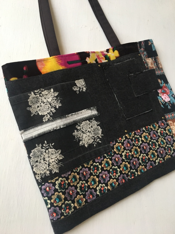 totebag /ヴィンテージ 花柄トートバッグ    ■tf-335 5枚目の画像