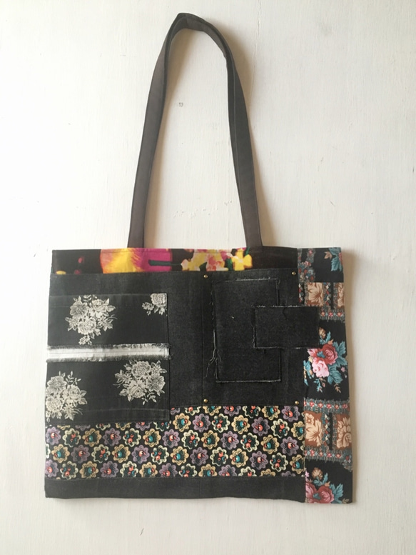 totebag /ヴィンテージ 花柄トートバッグ    ■tf-335 2枚目の画像