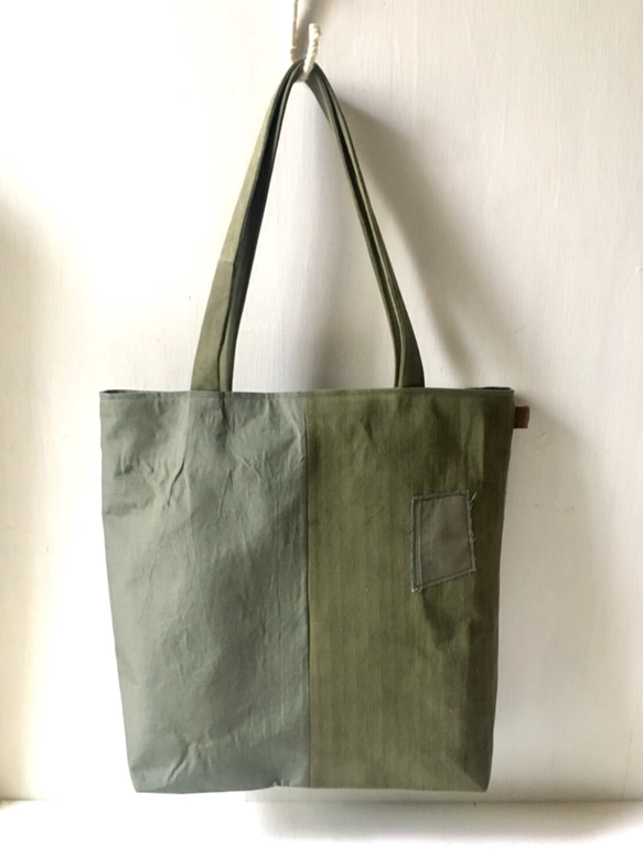 totebag /ヴィンテージ ミリタリーとヒッコリーのトートバッグ    ■tf-345 3枚目の画像