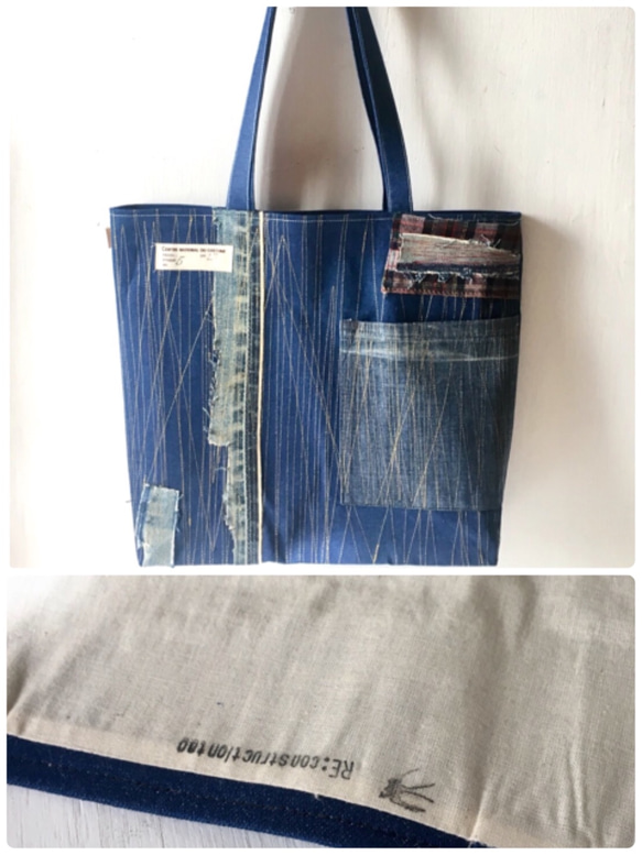 totebag /ヴィンテージ デニムのトートバッグ    ■tf-346 4枚目の画像