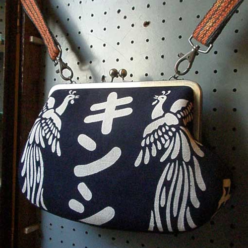 送料無料 【前掛けリメイク】がま口 ショルダーバック (キンシ正宗 