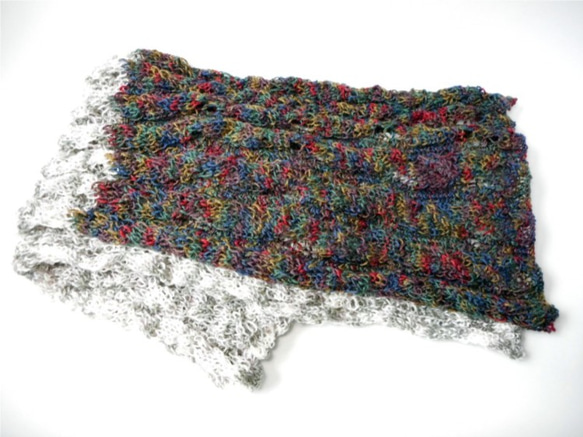 段染めの手編みマフラー 4枚目の画像