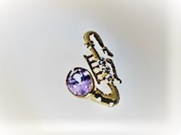 【タックピン】サクソフォーン　金×紫・キュービックジルコニア♪ 2枚目の画像