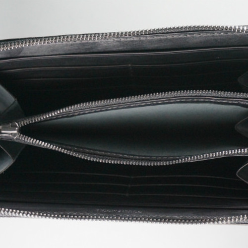 ブライドルレザー 編み込み メンズ 長財布 ラウンドファスナー 黒 ブラック ラウンドファスナー長財布_ブライドルレザー黒 長財布 ダブル