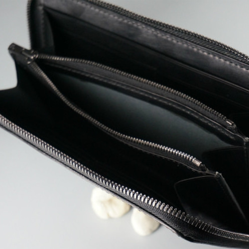 ダブル ラウンドファスナー ブライドルレザー 長財布 メンズ 黒 ブラック DOUBLES 長財布 メンズ ラウンドファスナー 本革 革 レザー